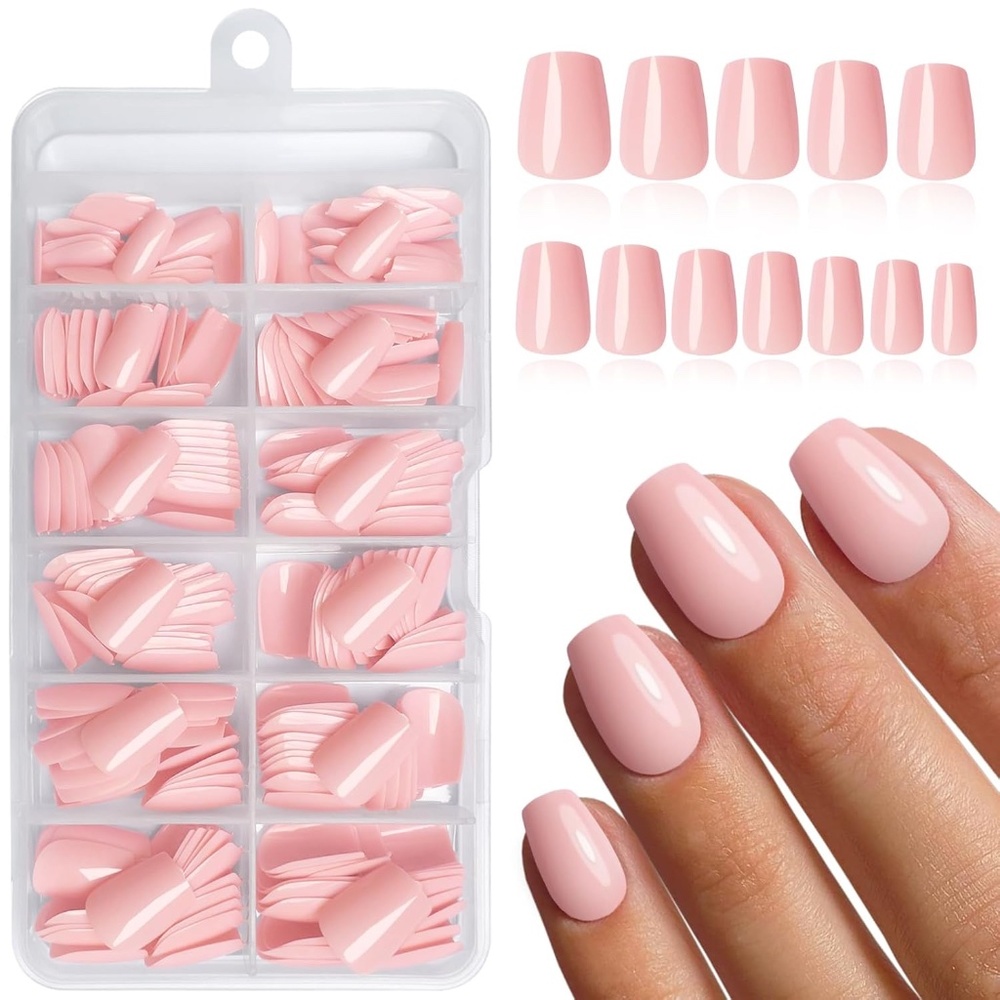 Blush Pink Short Coffin Press On Nails Set